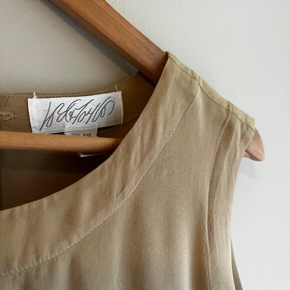 Vintage Lord & Taylor 100% Silk Sleeveless Blouse – Size 14 – Camel Tan - Picture 2 of 6